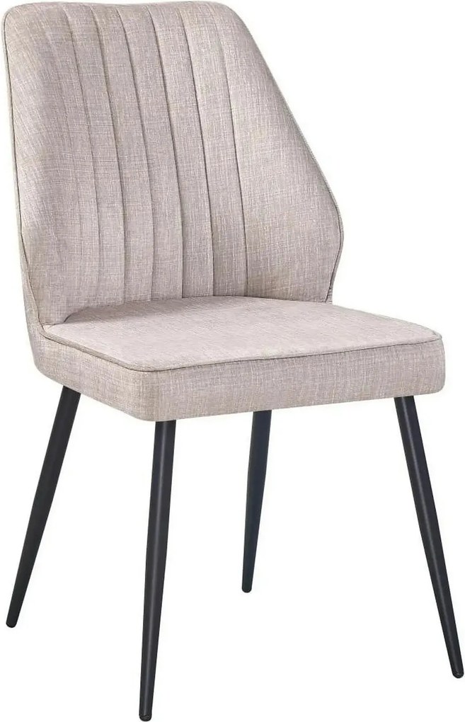 Scaun DEX, bej/negru, stofa catifelata/metal, 61x49x86 cm