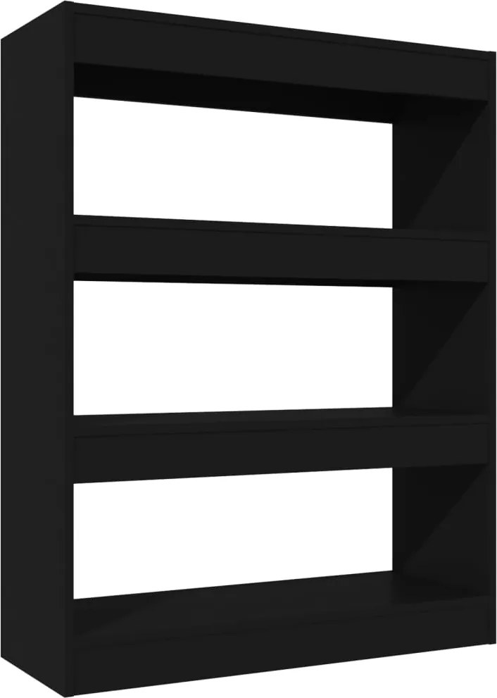 vidaXL Bibliotecă/Separator cameră, negru, 80x30x103 cm, lemn compozit
