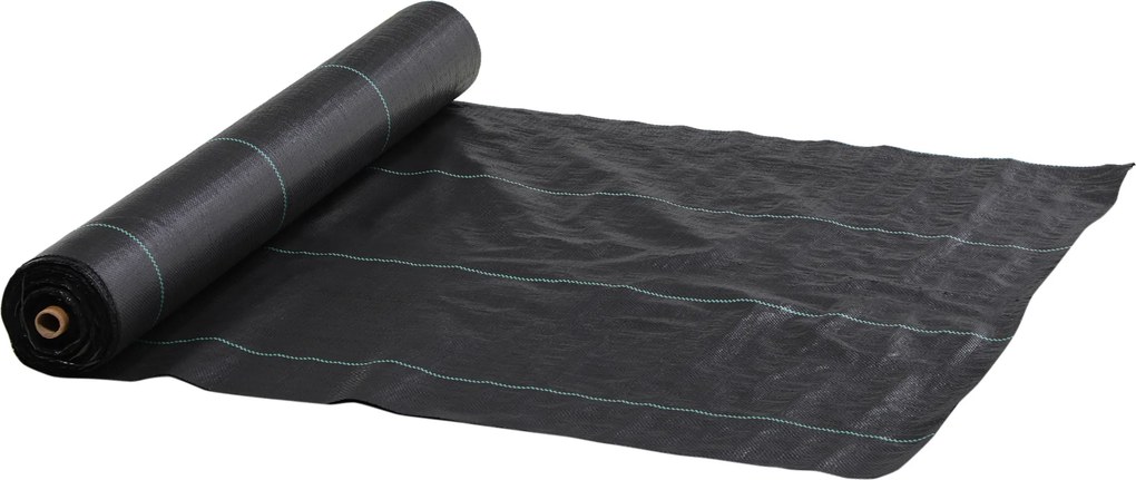 Outsunny Folie pentru Mulcire 60g/m², Respirabilă și Anti-UV din Polipropilena, 100x2 m, Negru | Aosom Romania