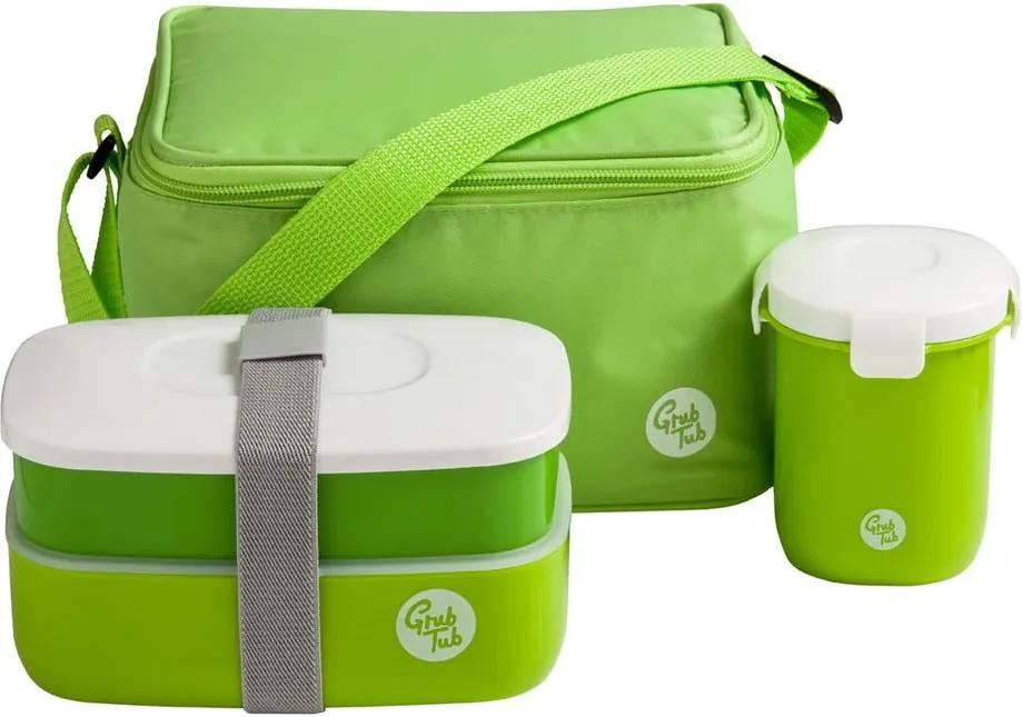 Set husă frigorifică, cutie pentru gustări, pahar Premier Housewares Grub Tub, 21 x 13 cm, verde