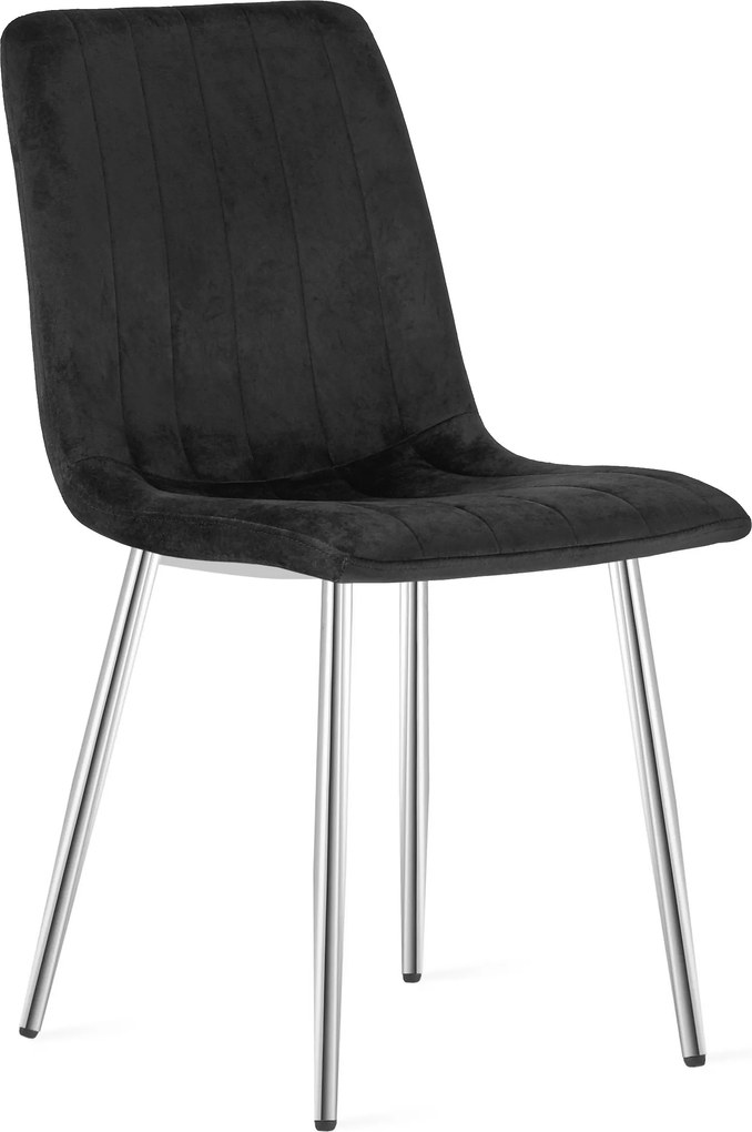 Scaun Bucatarie/Dining Gabe ,Picioare Cromate, Catifea Neagra