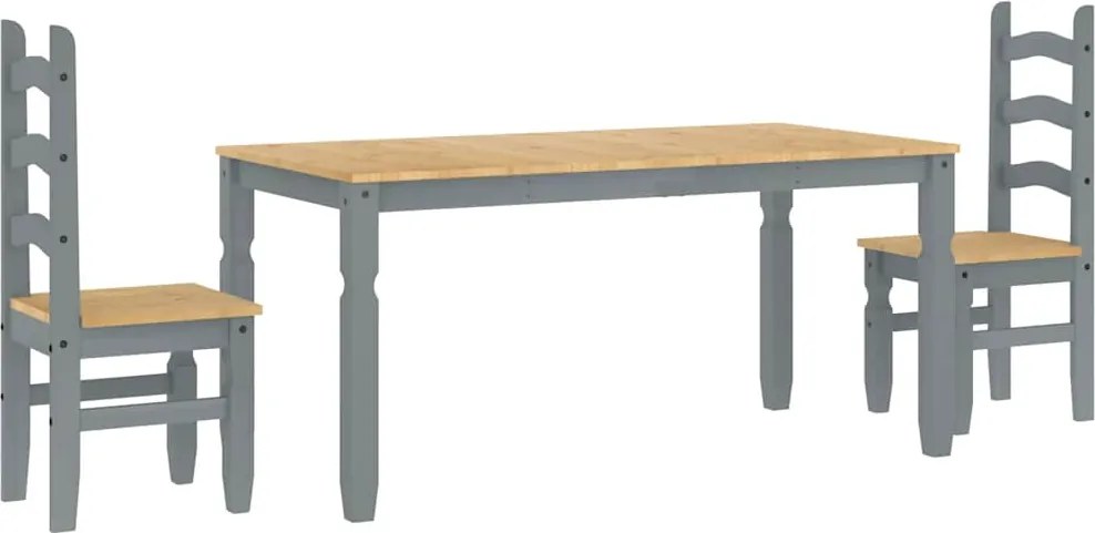 vidaXL Set de sufragerie din 3 piese Panama din lemn masiv de pin gri