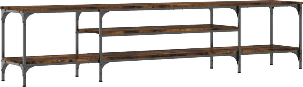 vidaXL Comodă TV, stejar afumat, 201x35x45 cm, lemn prelucrat & fier