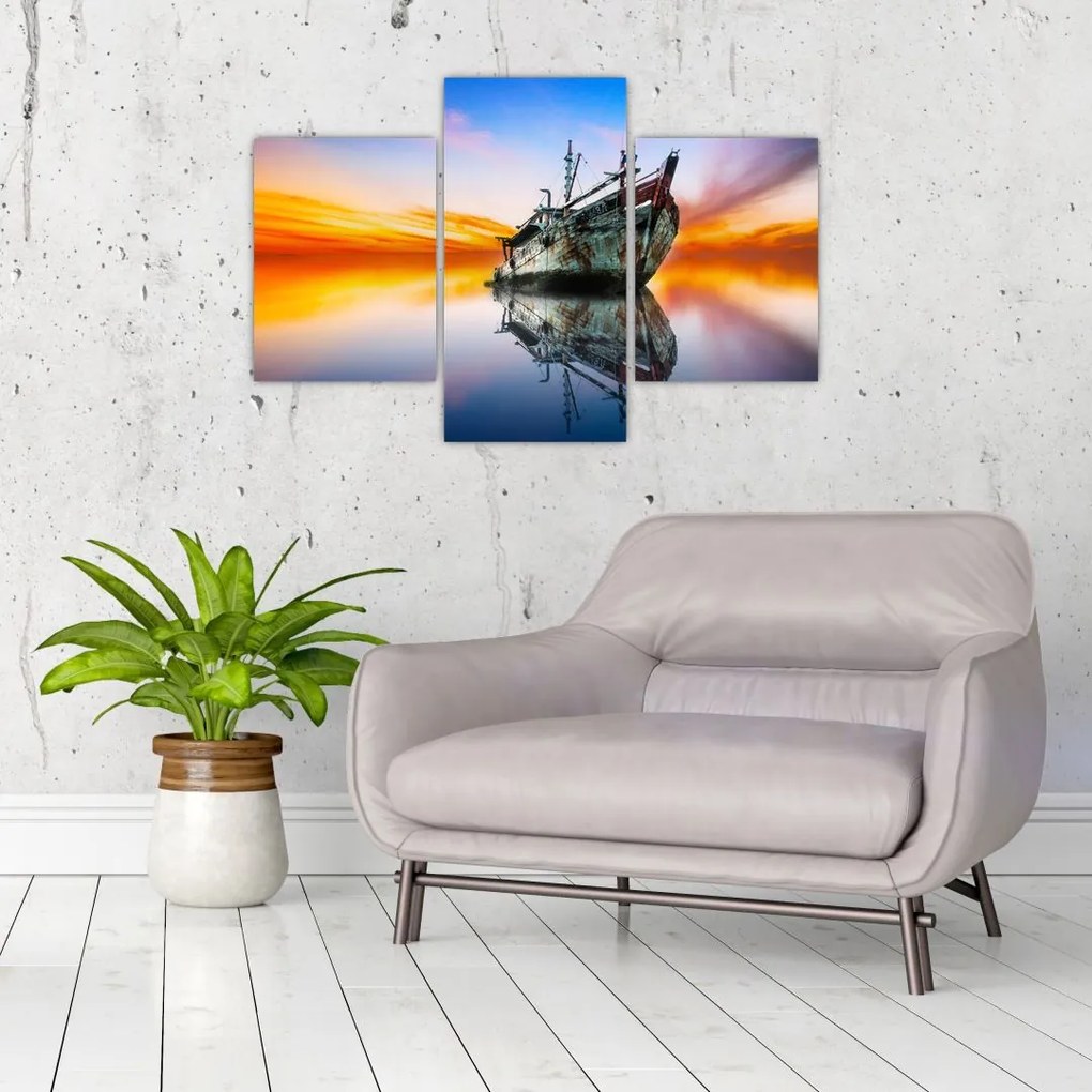 Tablou - Zori peste un naufragiu (90x60 cm)