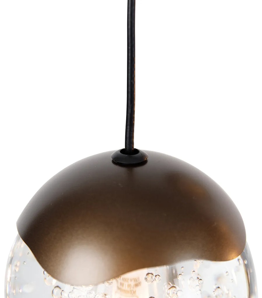 Lampă pendant de design bronz închis cu sticlă transparentă 12 lumini - Inge