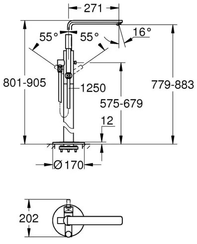 GROHE 23792001 - Baterie pentru cadă LINEARE, 271 mm, crom lucios