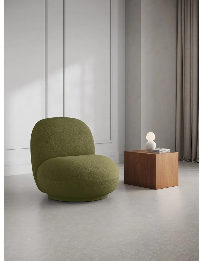 Fotoliu verde cu tapițerie din stofă bouclé Chuck – Micadoni Home