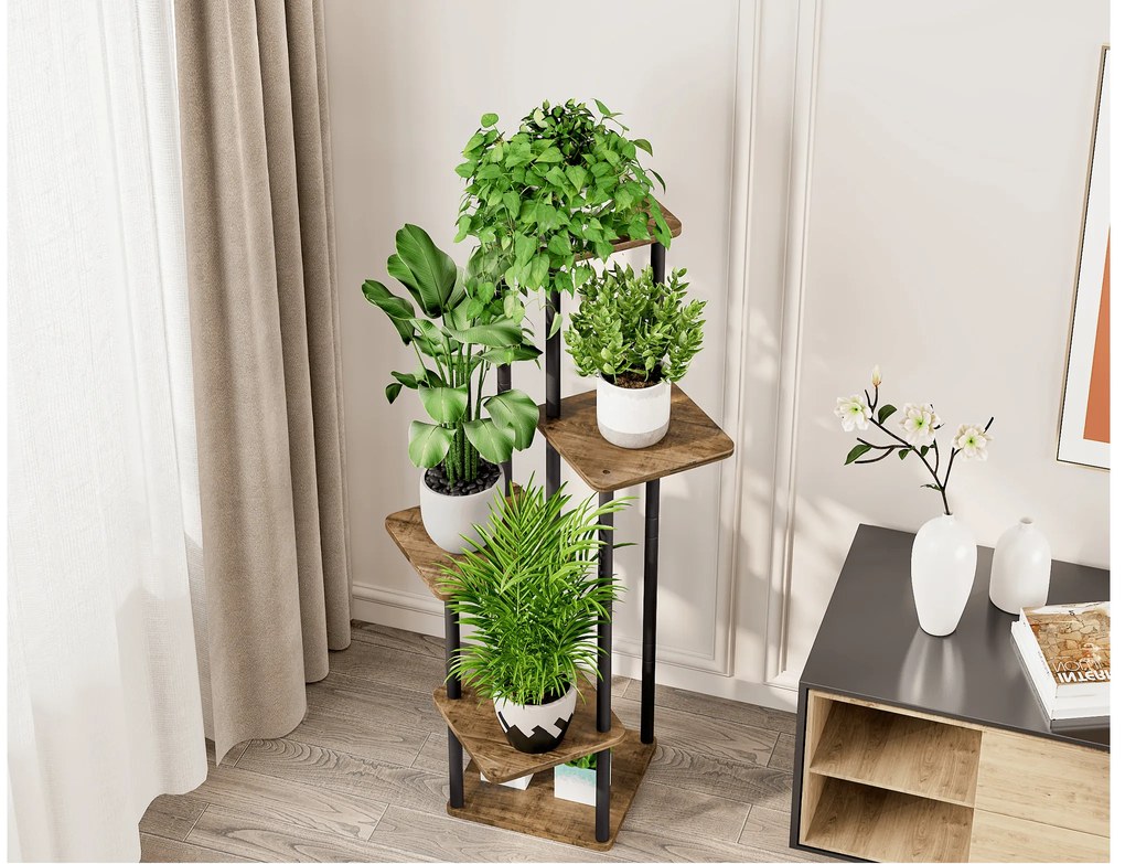 Suport metalic pentru fori Anita (negru + lemn rustic). 1065332