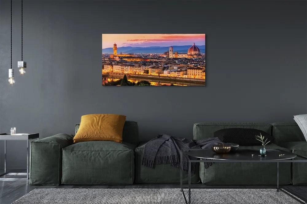 Tablouri canvas Italia Panorama noapte catedrală