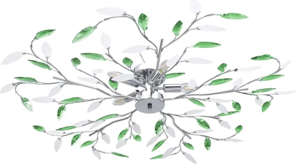 vidaXL Lustră cu brațe tip frunze cristal acrilic verde 5 becuri E14