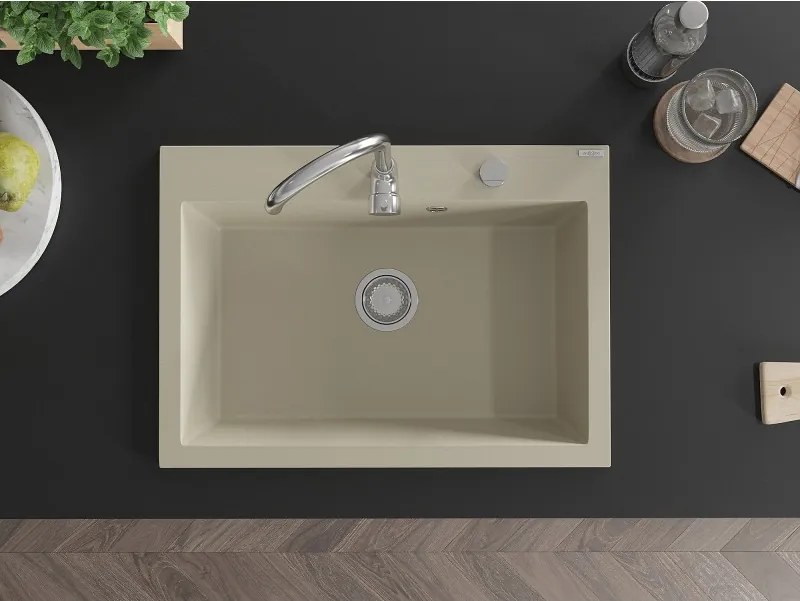 Mexen Elix chiuvetă granit 1-cameră 700 x 500 mm, bej, sifon crom - 6526701005-69