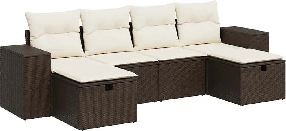 vidaXL Set canapele de grădină cu perne, 6 piese, maro, poliratan