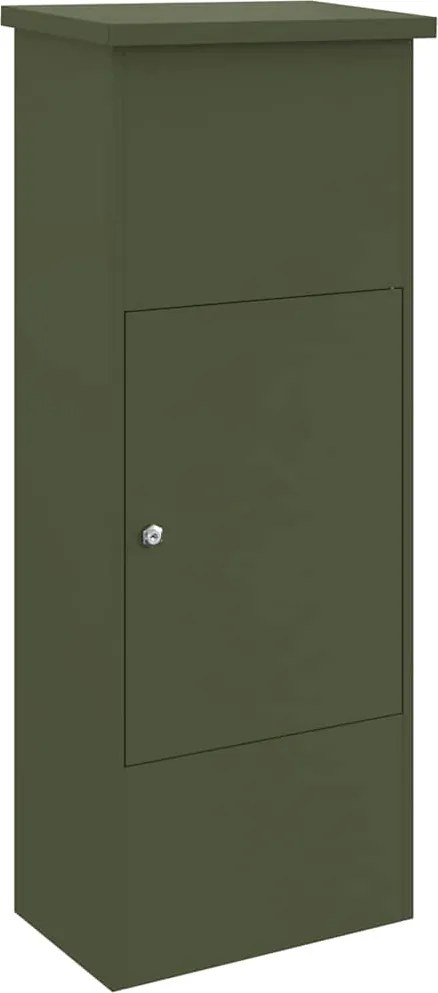 vidaXL Cutie pentru colet cu ușă Olivengrønn 44,5 x 29 x 110,5 cm Oțel