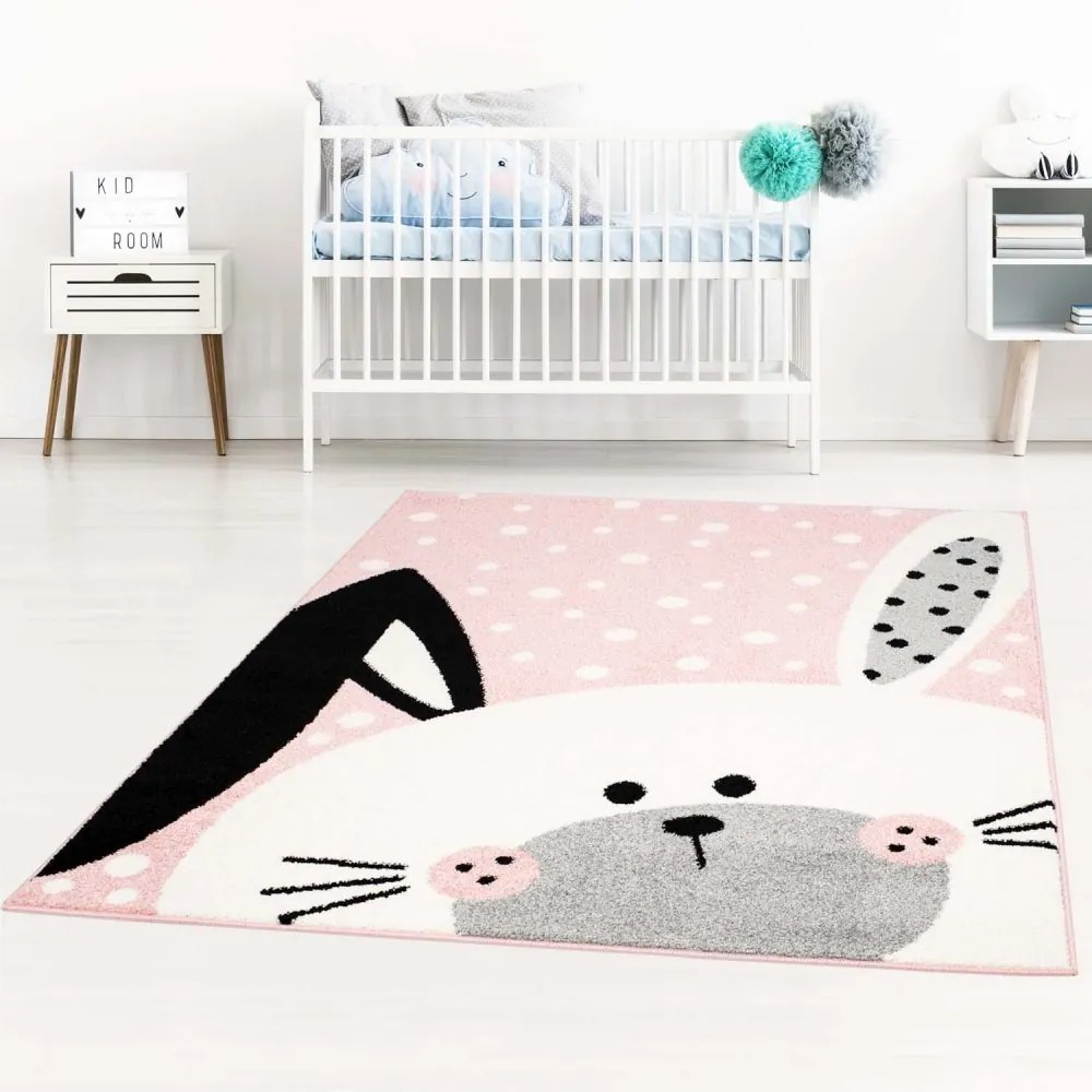 Covor fermecător roz pentru fete cu iepuraș mic Lăţime: 80 cm | Lungime: 150 cm