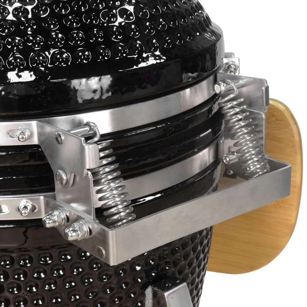 Grătar ceramic Kamado cu rafturi și suport 32,5 cm