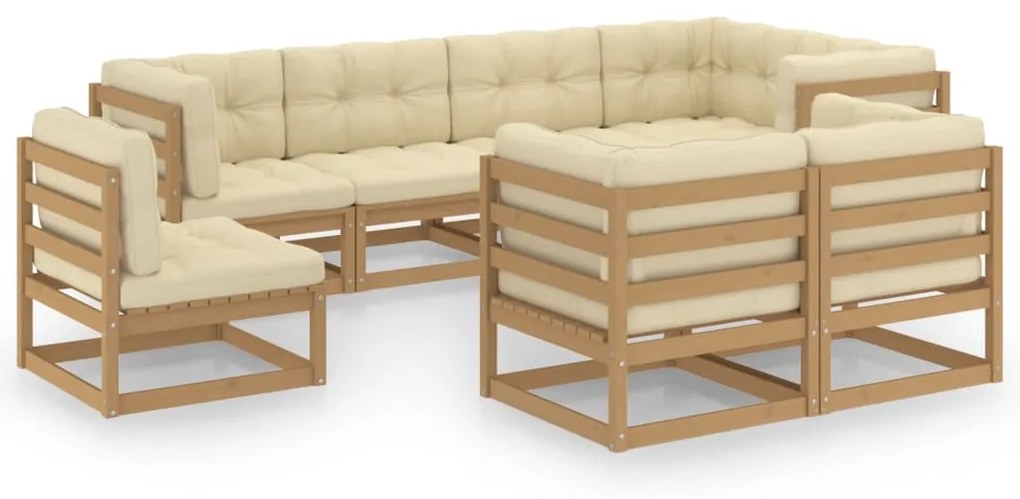 3076717 vidaXL Set mobilier de grădină cu perne, 8 piese, lemn masiv pin
