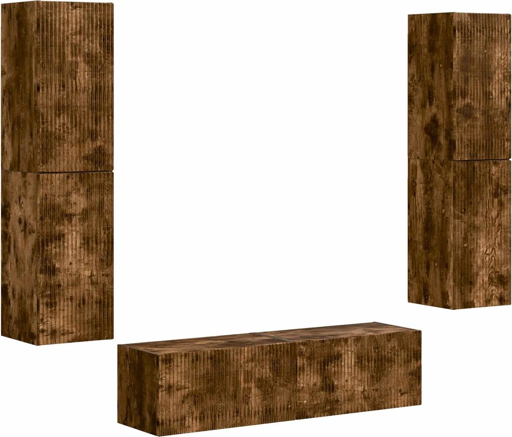 vidaXL Set comodă TV 6 pcs Stejar fumuriu Lemn compozit