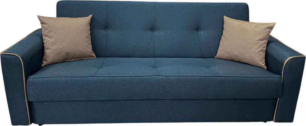 Canapea VERA extensibila, 3 locuri, lada de depozitare, stofa bleumarin + crem, 225x90x90 Bleumarin + Crem, Stofa