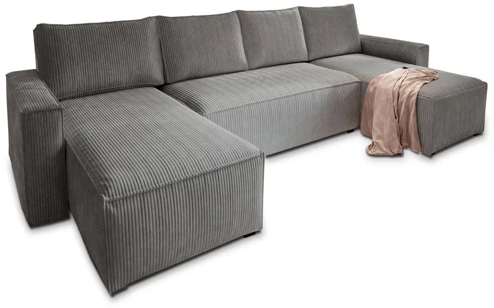 Set canapea în formă de U COSARO 295x140 cm, gri