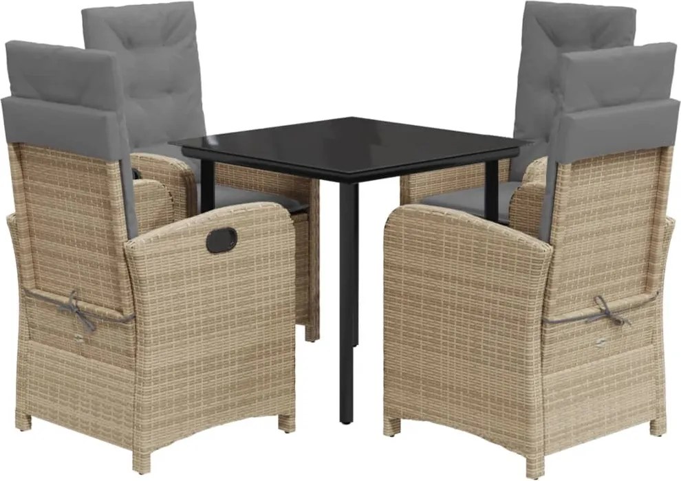 vidaXL Set mobilier pentru grădină, 5 piese, cu perne, bej, poliratan
