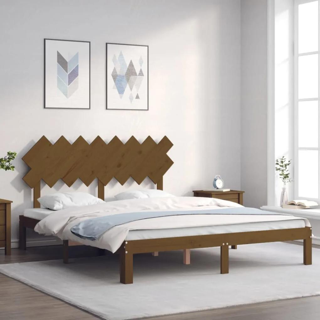 3193739 vidaXL Cadru de pat cu tăblie, maro miere, 160x200 cm, lemn masiv