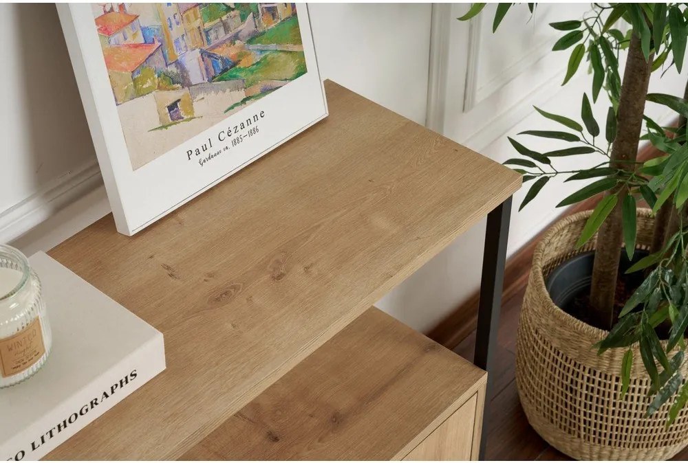 Masă consolă în culoare naturală deschisă cu aspect de lemn de stejar 29,5x120 cm Solace – Kalune Design