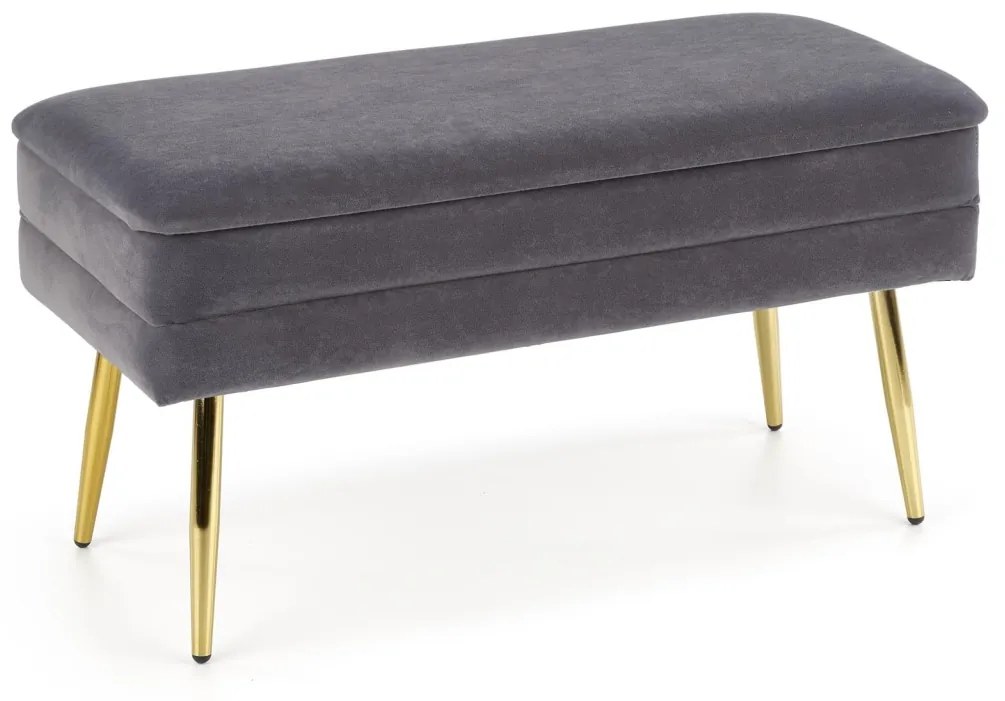Banca dormitor Velva gri/gold - H37 cm