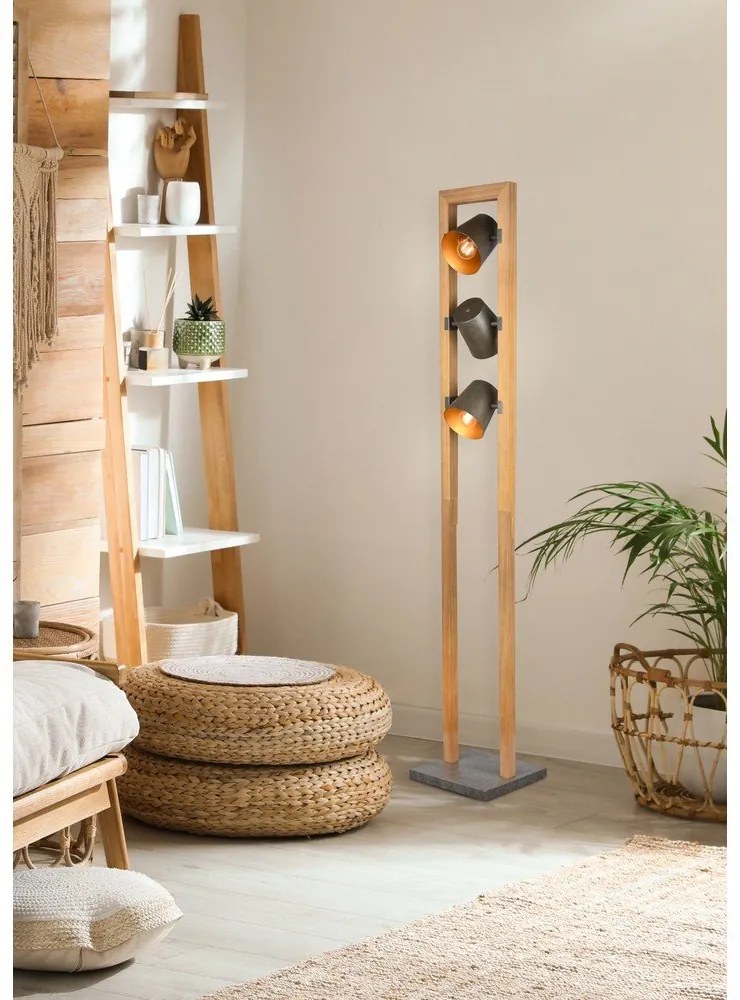 Lampadar în culoare naturală cu abajur din metal (înălțime 150 cm) Bell – Trio