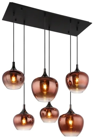 Globo 15548-6HG - Lustru suspendat MAXY pe cablu, 6xE27/40W/230V, finisaj cupru