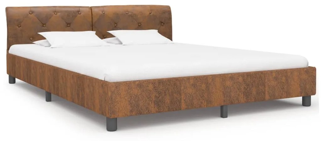 284892 vidaXL Cadru de pat, maro, 160 x 200 cm, piele întoarsă ecologică