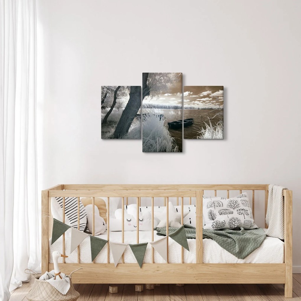 Tablou cu barca pe lac (90x60 cm)