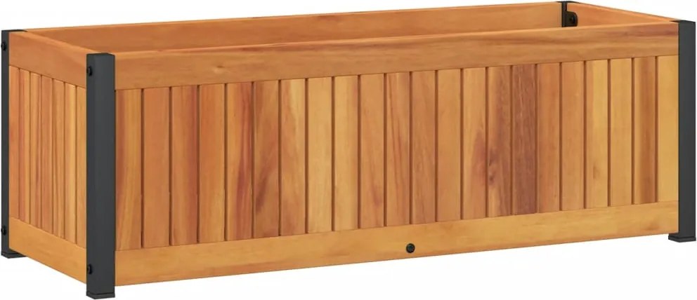 vidaXL Jardinieră de grădină, 80x30x27,5 cm, lemn masiv acacia/oțel