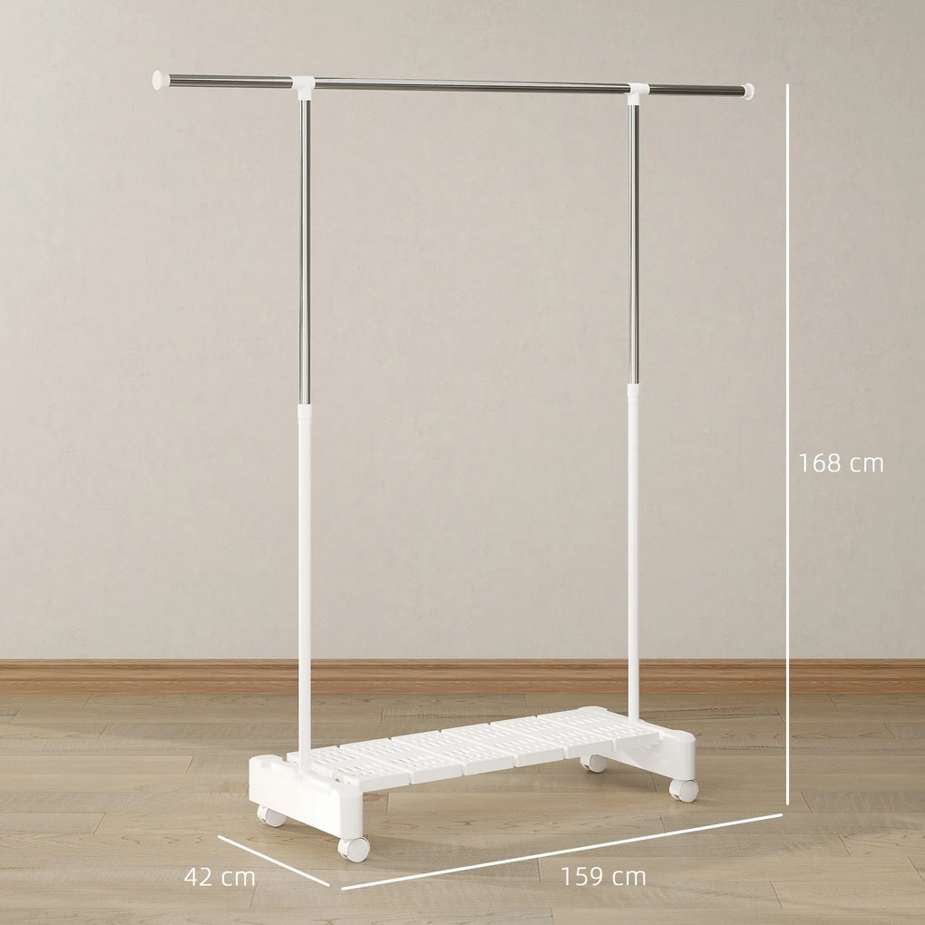 HOMCOM Uscător Vertical Extensibil cu Roți și Raft pentru Încălțăminte Alb | Aosom Romania