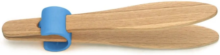 Cleşte din lemn de fag pentru pâine, cu detalii albastre Jean Dubost Handy, lungime 15 cm