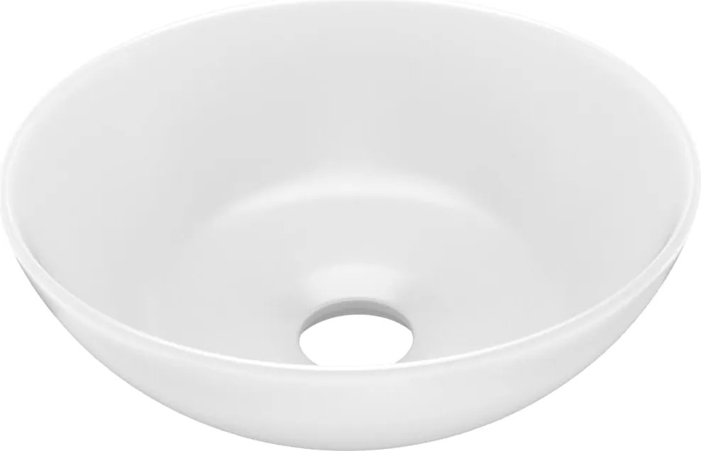 vidaXL Chiuvetă de baie, alb mat, ceramică, rotund