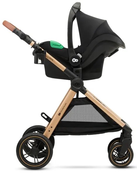 Cărucior de copii combinat 3 în 1 KINDERKRAFT ESME Pure black + scaun auto MINK PRO
