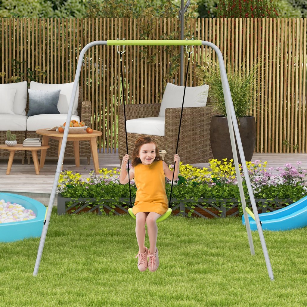 Outsunny Balansoar portic balansoar 2 în 1 pentru bebeluși curea de siguranță cu 5 puncte interior exterior verde | Aosom Romania