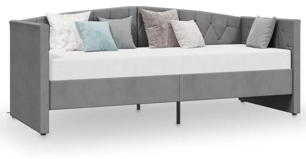 337204 vidaXL Pat de zi, gri deschis, 90x200 cm, catifea, USB