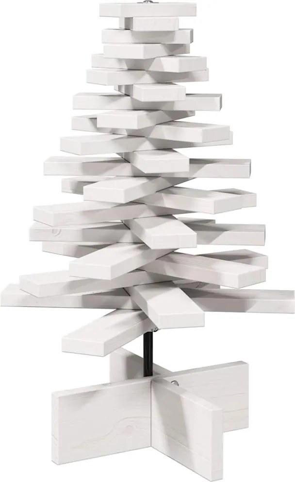 vidaXL Brad de Crăciun decorativ, alb, 60 cm, lemn de pin masiv