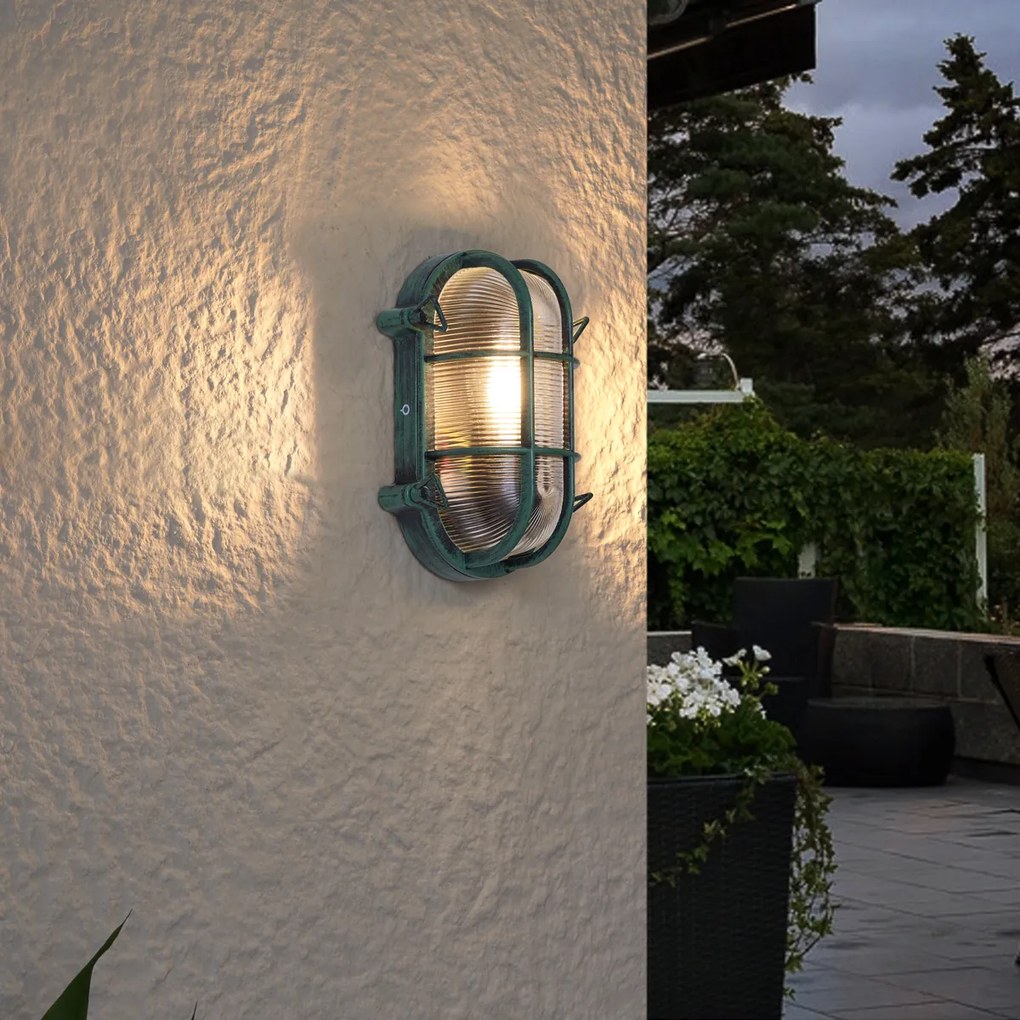 Lampă de perete de exterior verde ovală IP44 - Noutica