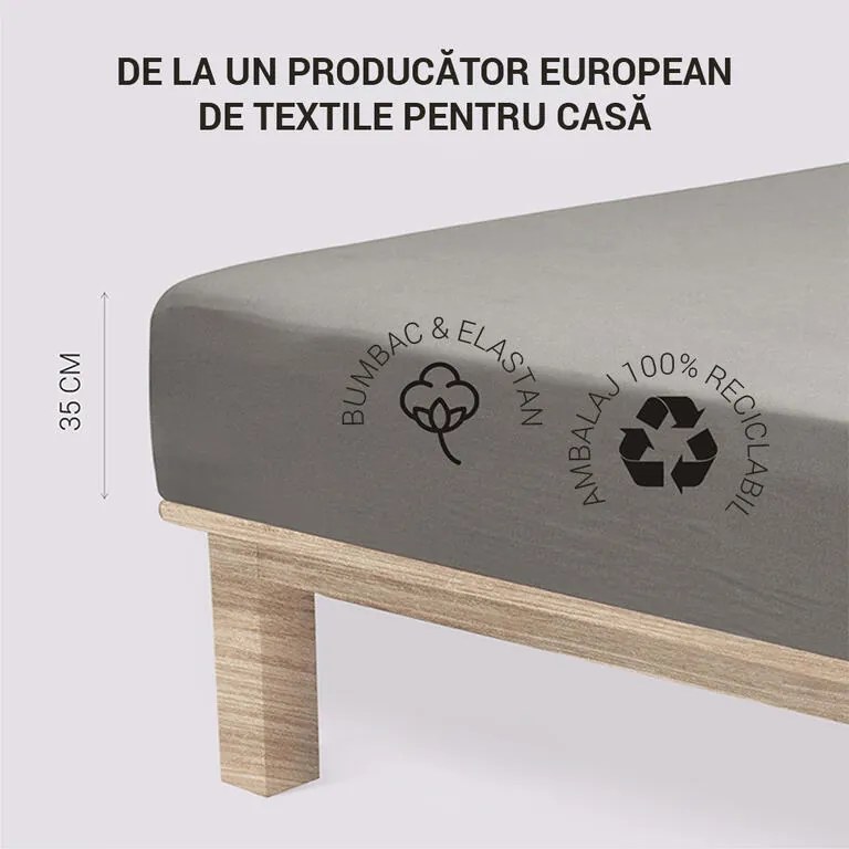 Cearșaf elastic jersey cu elastan antracit 90 x 200 cm