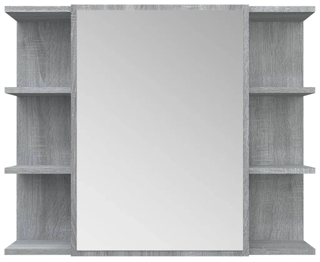 Dulap de baie cu oglinda gri sonoma 80x20,5x64 cm lemn compozit sonoma gri