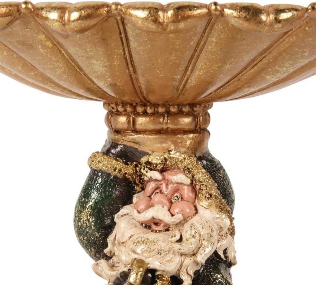 Bol decorativ din polirășină, roșu, model Moș Crăciun, 24 x 24 x 19 cm, „Noël”