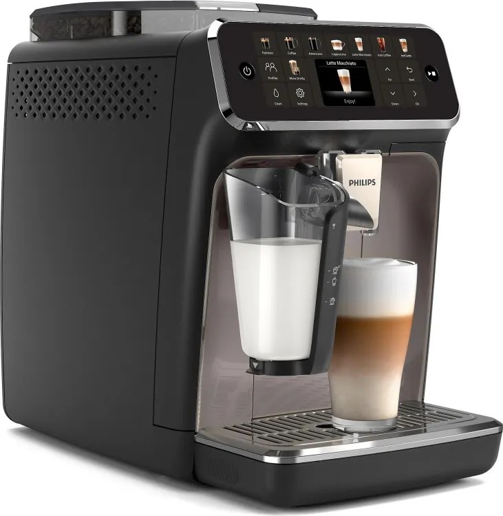 Espressor automat Philips EP5549/70 LatteGo, 1500 W, 15 bar, 1,8 l, 20 bauturi, Rasnita ceramica cu 12 trepte, TFT, AquaClean, SilentBrew, AromaExtract, ExtraShot, Negru/Bej