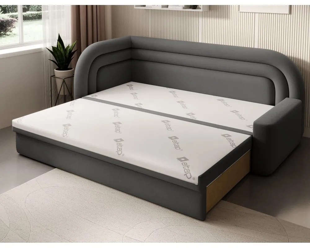 Canapea taupe extensibilă/cu spațiu de depozitare cu tapițerie din catifea cu colț pe partea stângă 223 cm Fabillo – ELTAP