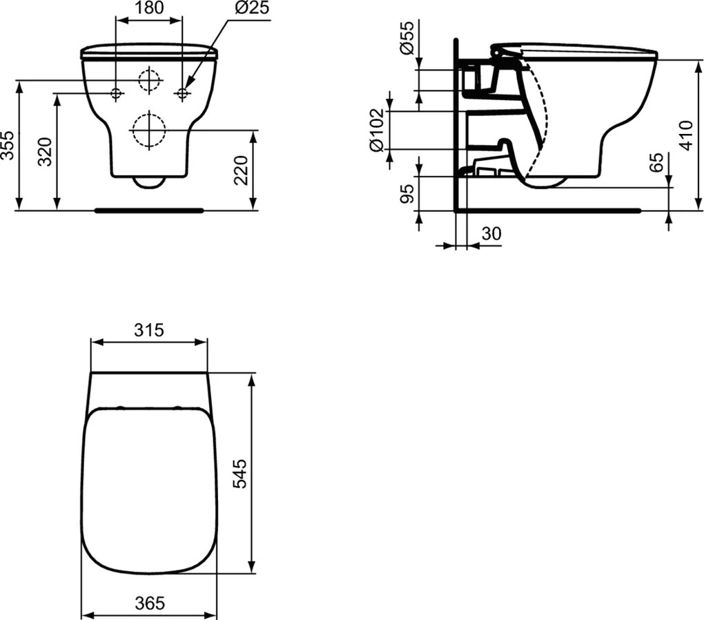 Vas wc suspendat Ideal Standard Esedra Aquablade, alb - T386001