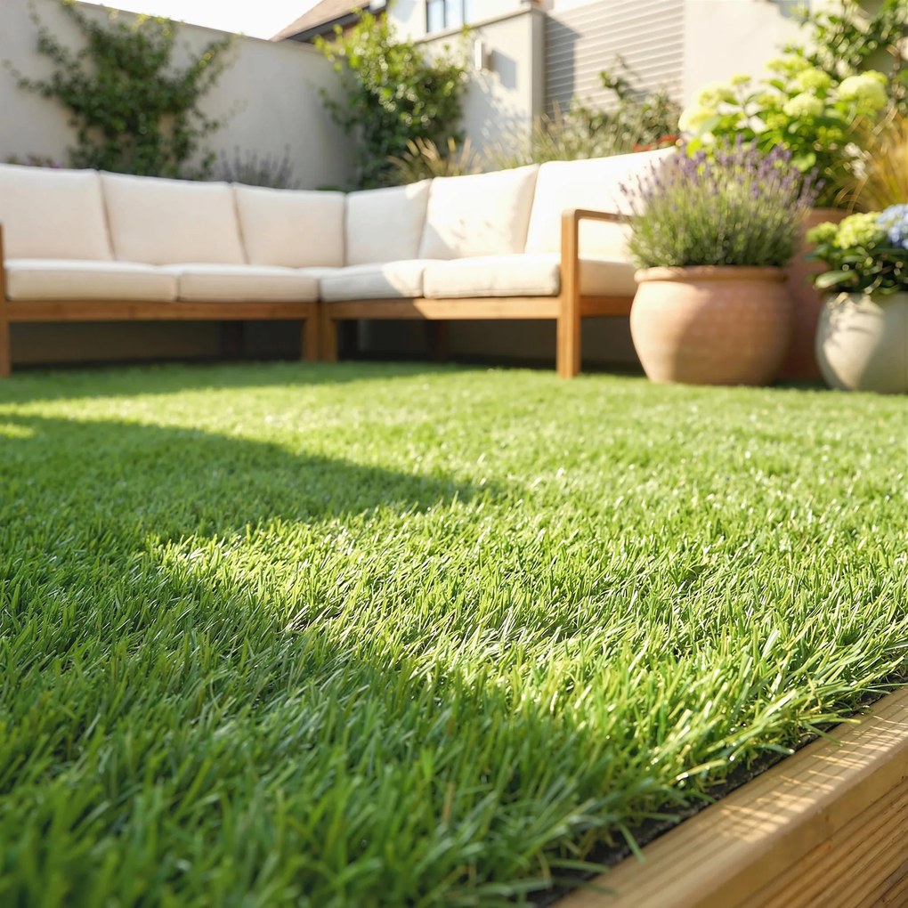 Outsunny Gazon sintetic din 22 piese Covor gazon artificial 30x30 cm cu înălțimea ierbii 25 mm drenaj automat verde | Aosom Romania