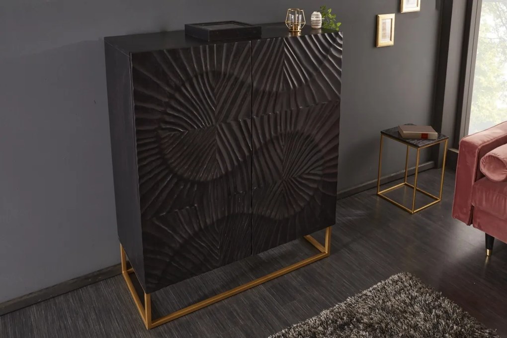 Dulap din lemn Scorpion 120cm Mango, negru