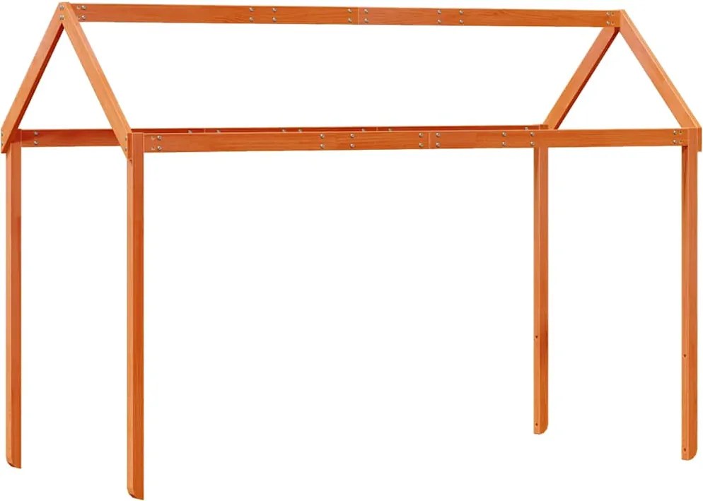 vidaXL Acoperiș pat de copii, maro, 207x95,5x159 cm, lemn masiv pin