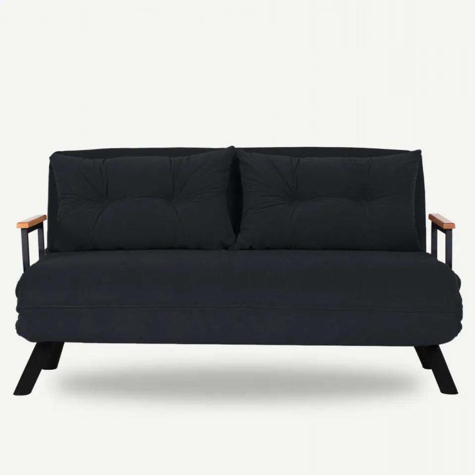 Canapea cu 2 Locuri Sando 2-Seater, Negru, Extensibila